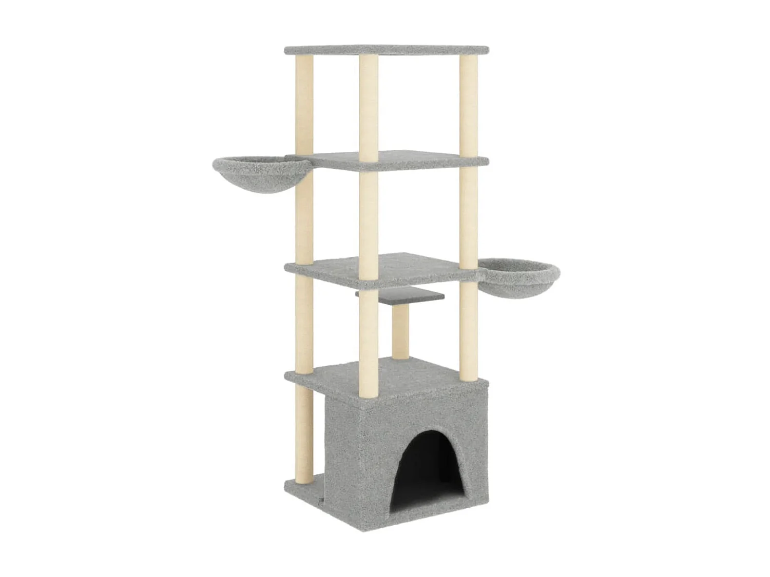 Arbre à chat avec griffoirs en sisal gris clair 147 cm OFR30609 BonneVie Meuble