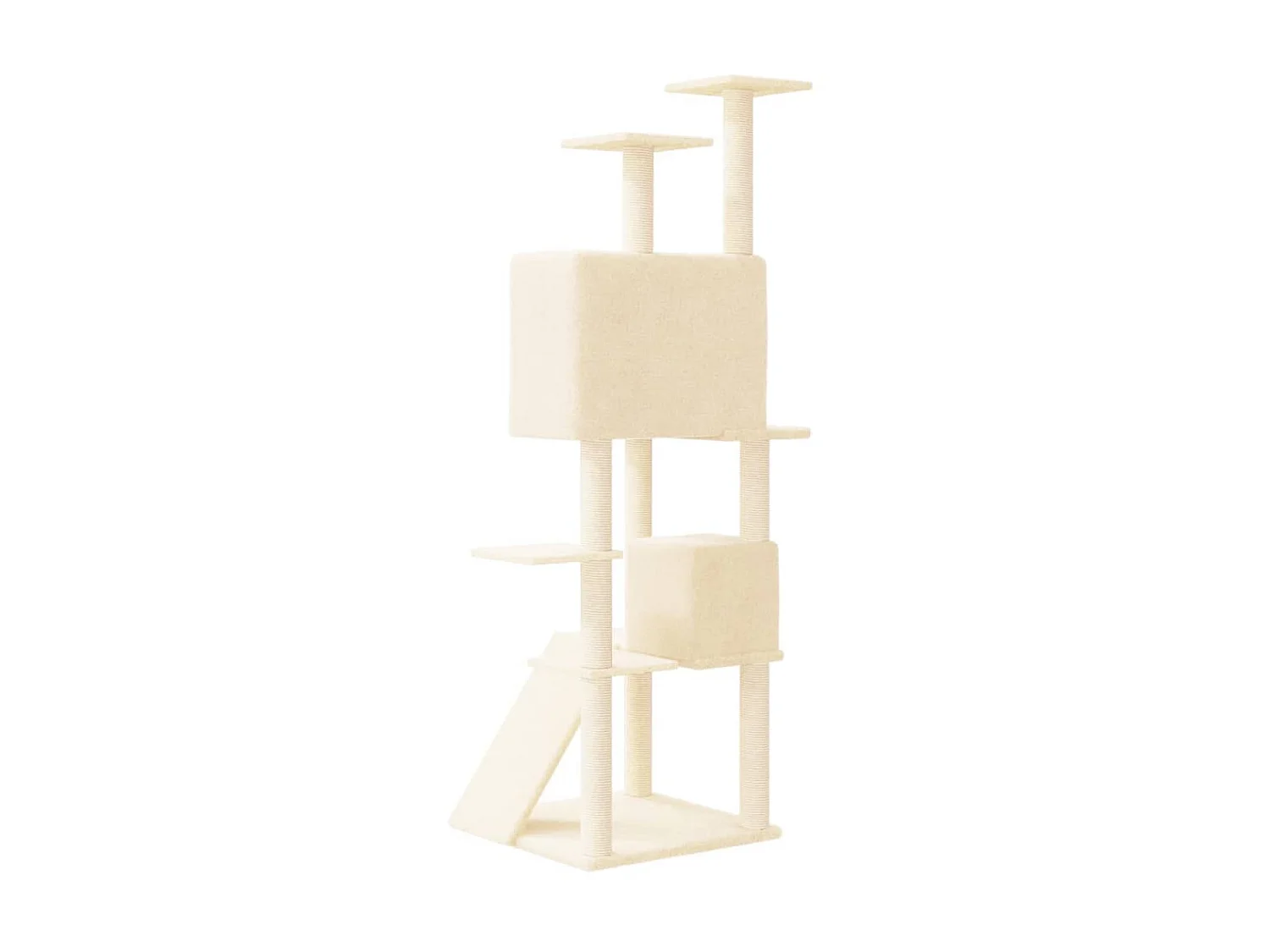 Arbre à chat avec griffoirs en sisal Crème 153 cm OFR14433 BonneVie Meuble