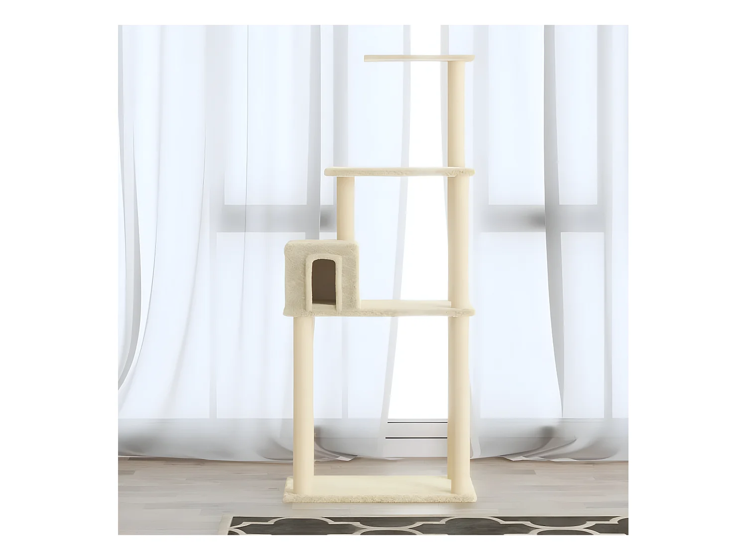 Arbre à chat avec griffoirs en sisal Crème 147 cm OFR66843 BonneVie Meuble