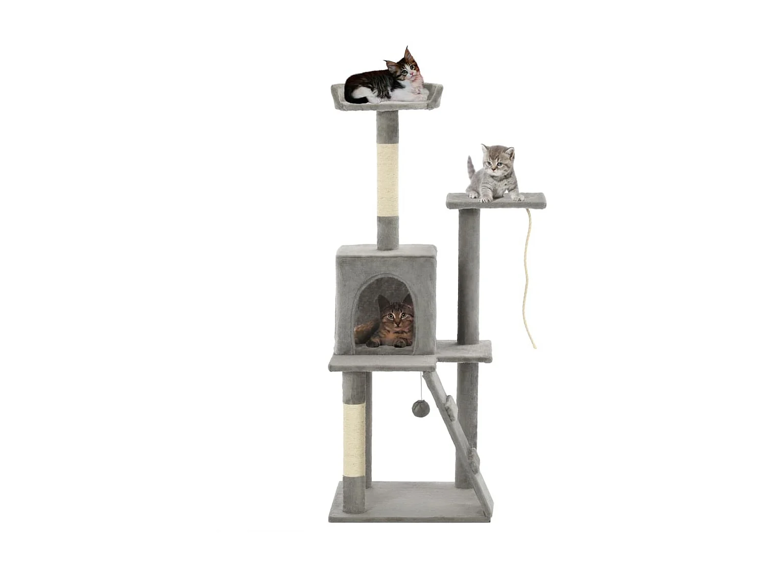 Árvore p/ gatos c/ postes arranhadores sisal 120 cm cinzento PT996693