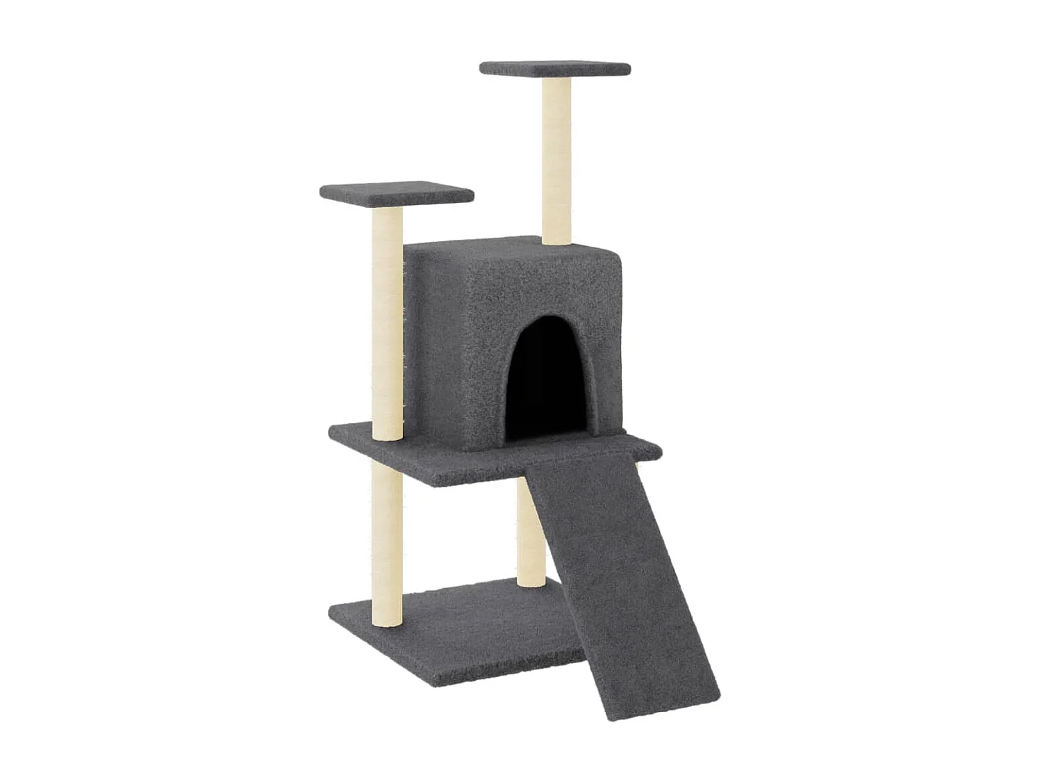 Rascador para gatos con postes de sisal gris oscuro 110 cm ES439418