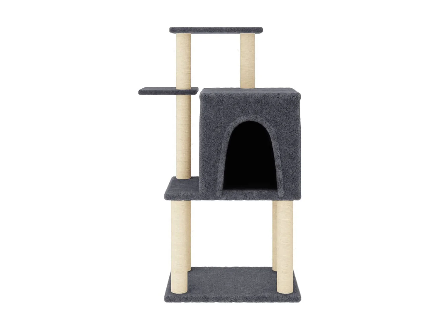 Rascador para gatos con postes de sisal gris oscuro 97 cm ES291421