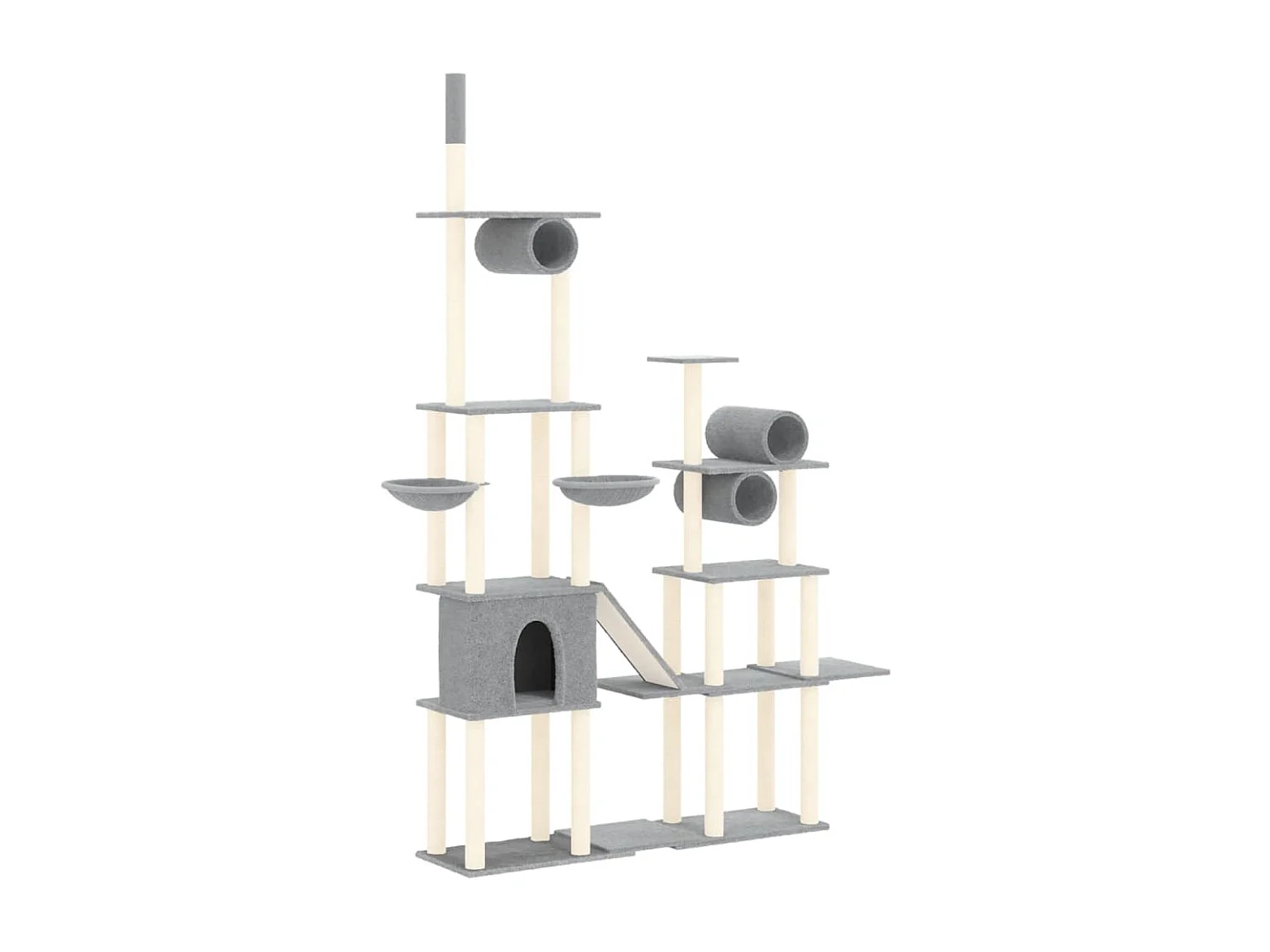 Árvore p/ gatos c/ postes arranhadores sisal 279 cm cinza-claro PT288578