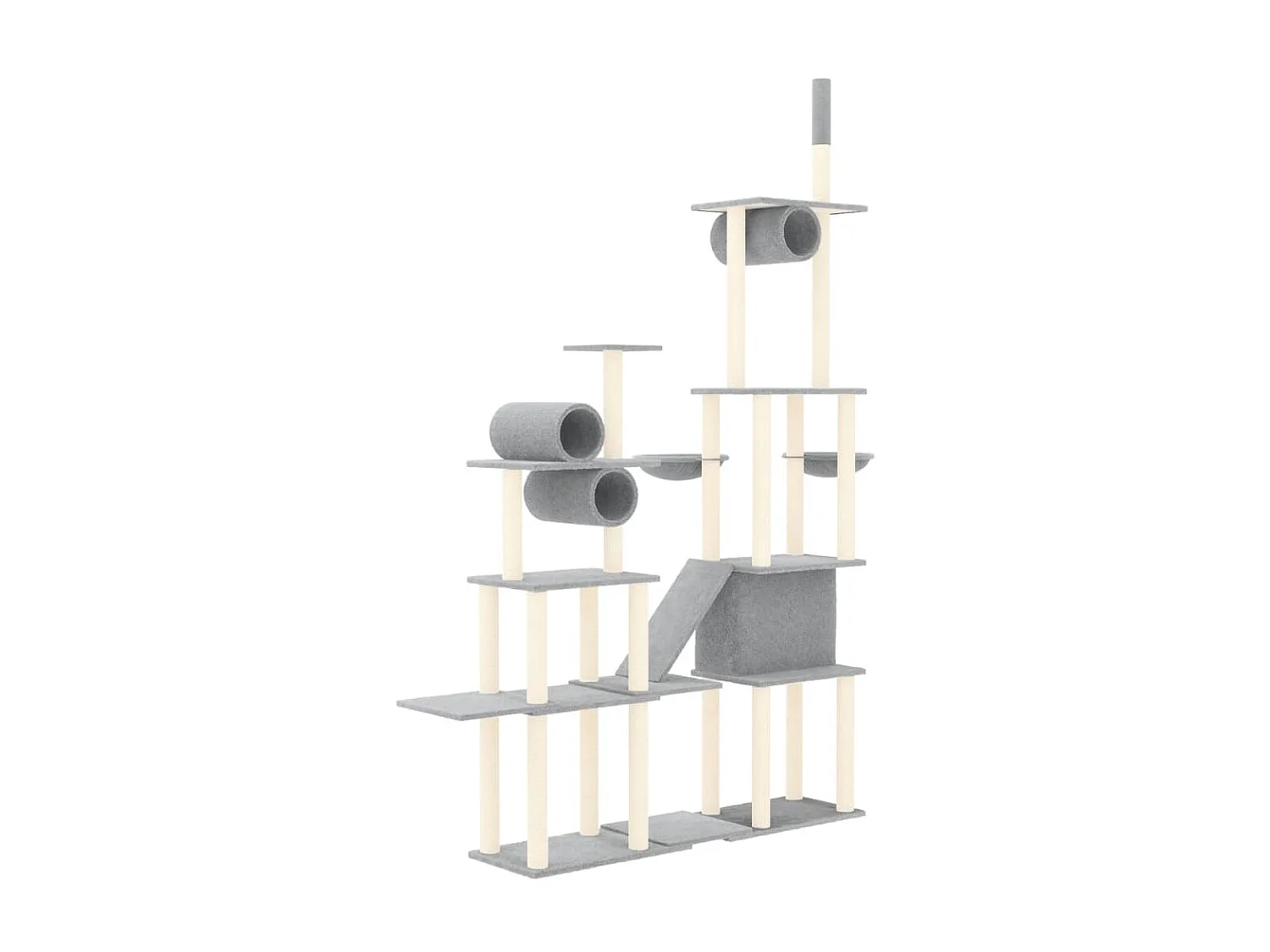 Árvore p/ gatos c/ postes arranhadores sisal 279 cm cinza-claro PT288578