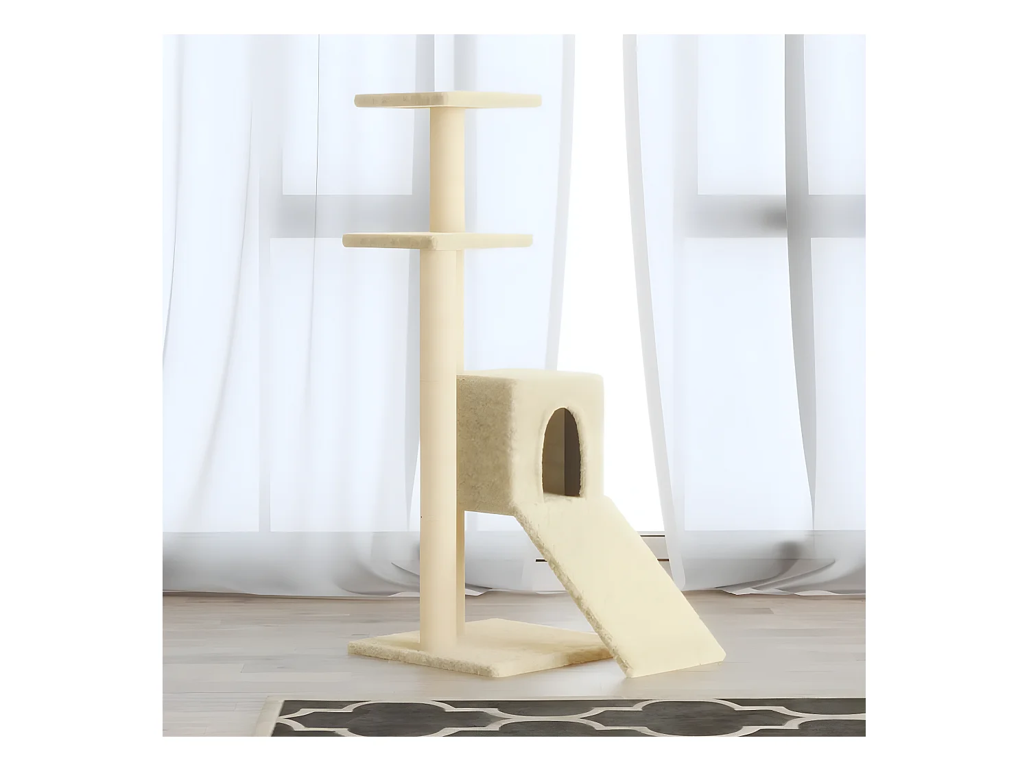 Arbre à chat avec griffoirs en sisal Crème 92 cm OFR16638 BonneVie Meuble