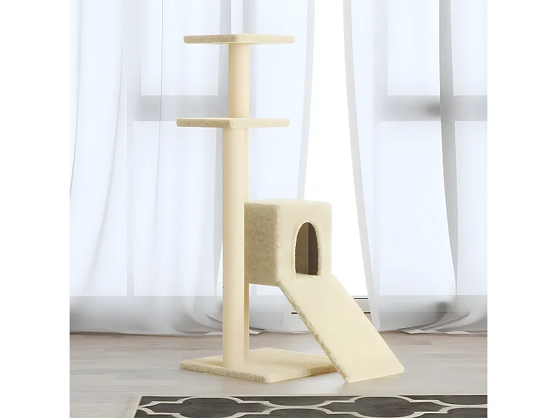 Arbre à chat avec griffoirs en sisal Crème 92 cm OFR16638 BonneVie Meuble