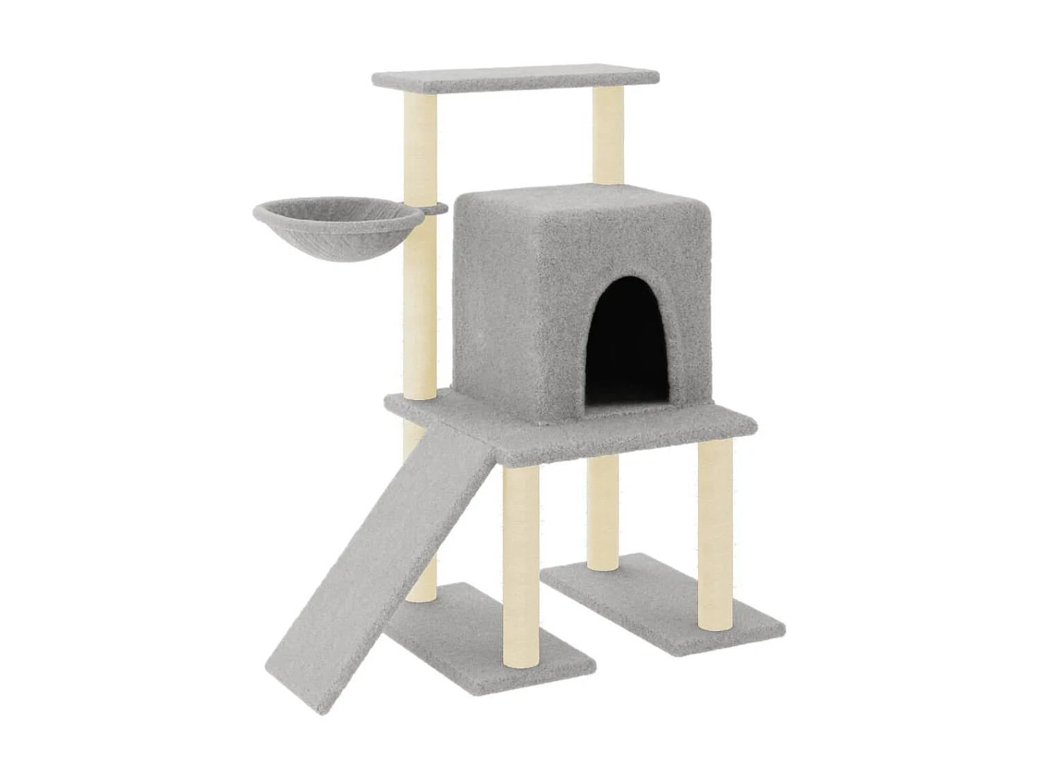 Rascador para gatos con postes de sisal gris claro 96,5 cm ES750735