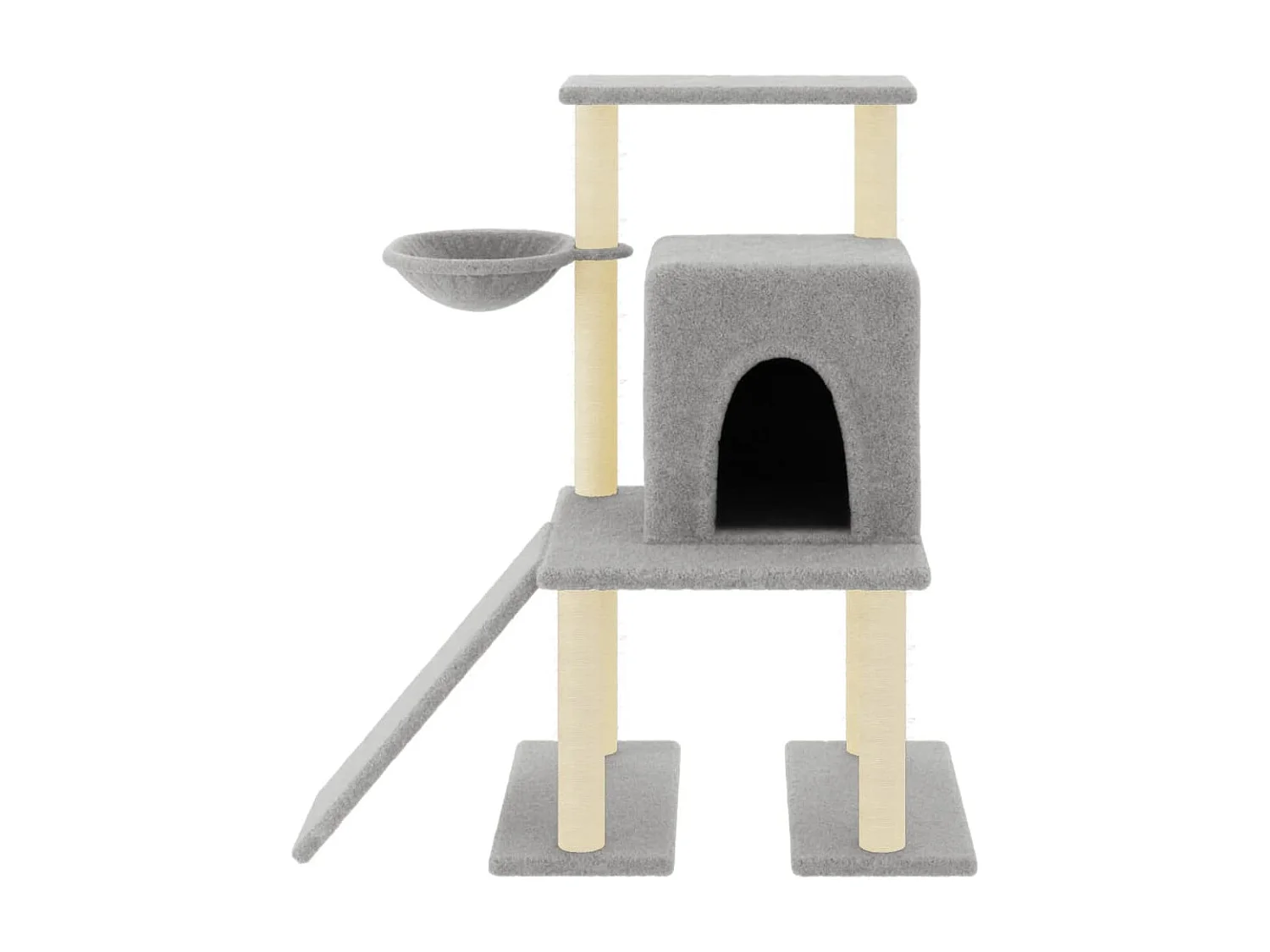 Rascador para gatos con postes de sisal gris claro 96,5 cm ES750735