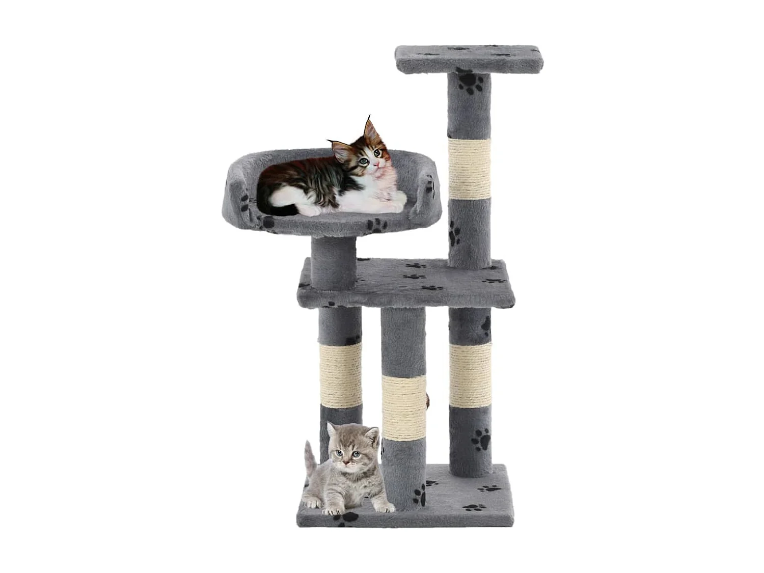 Arbre à chat et griffoir Sisal 65 cm Empreintes de pattes Gris OFR25762 BonneVie Meuble