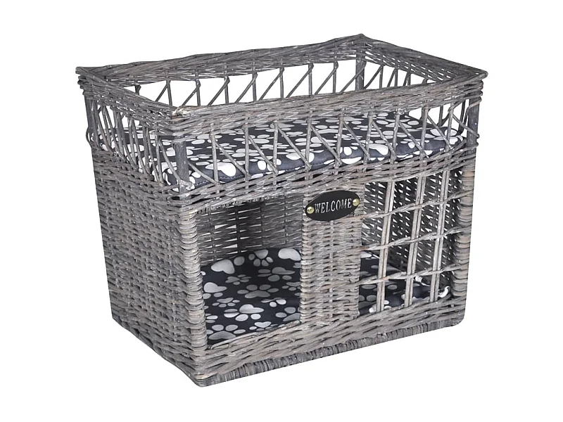 Casa/cama/ rascador para mascotas de sauce con cojín cuadrada ES203625