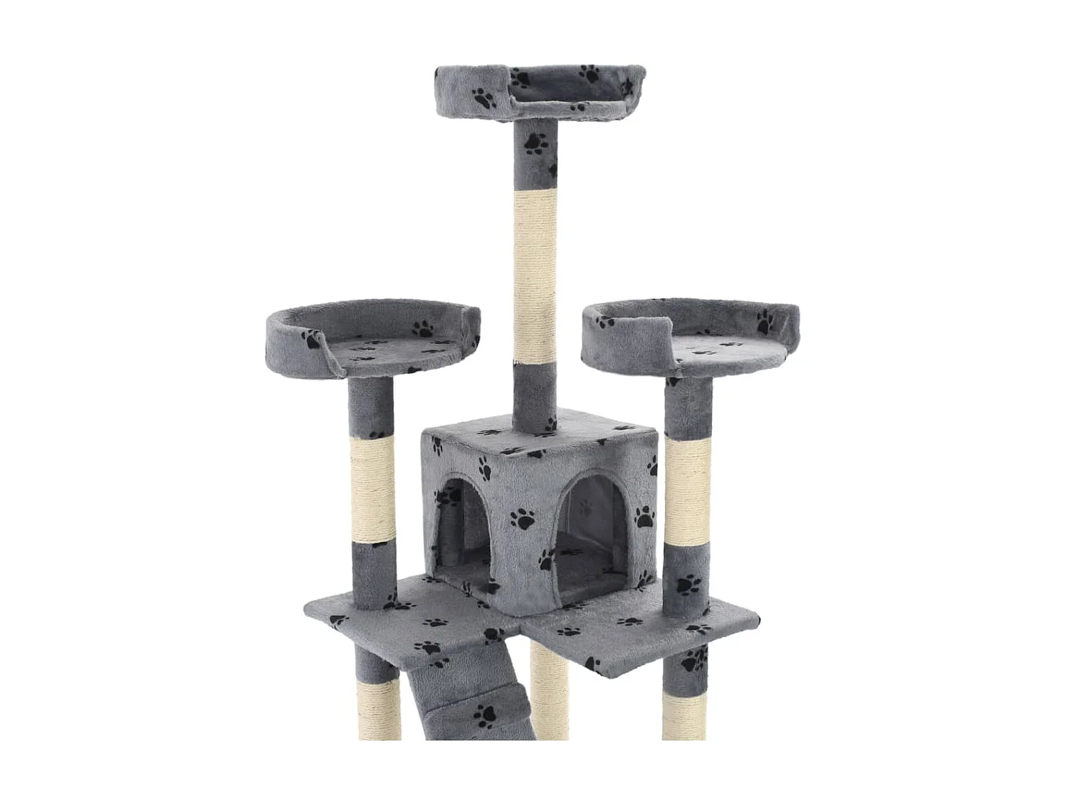 Arbre à chat et griffoirs Sisal 170cm Empreintes de pattes Gris OFR65594 BonneVie Meuble