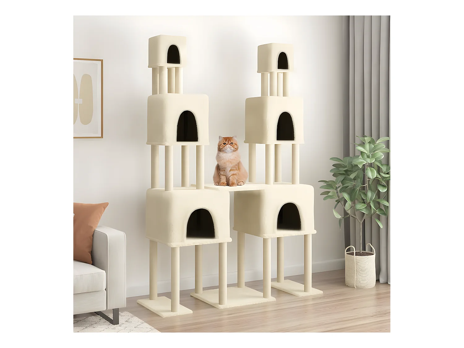 Arbre à chat avec griffoirs en sisal Crème 199 cm OFR12824 BonneVie Meuble