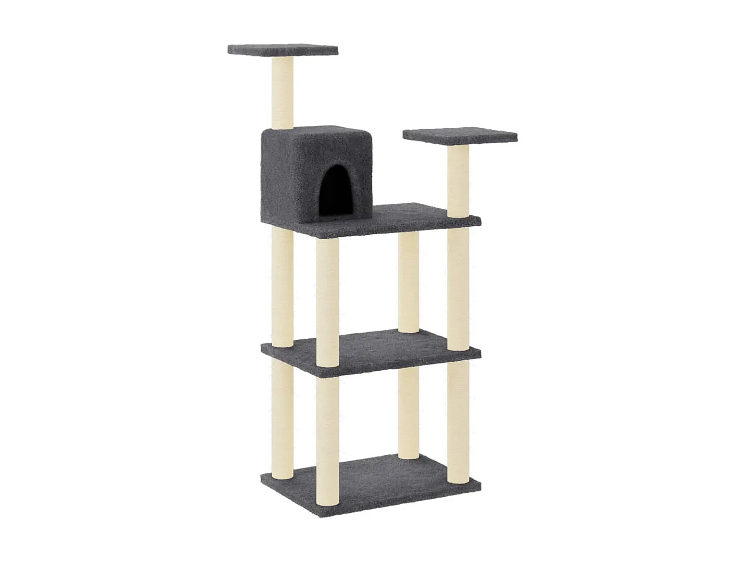 Arbre à chat avec griffoirs en sisal Gris foncé 119 cm OFR65228 BonneVie Meuble