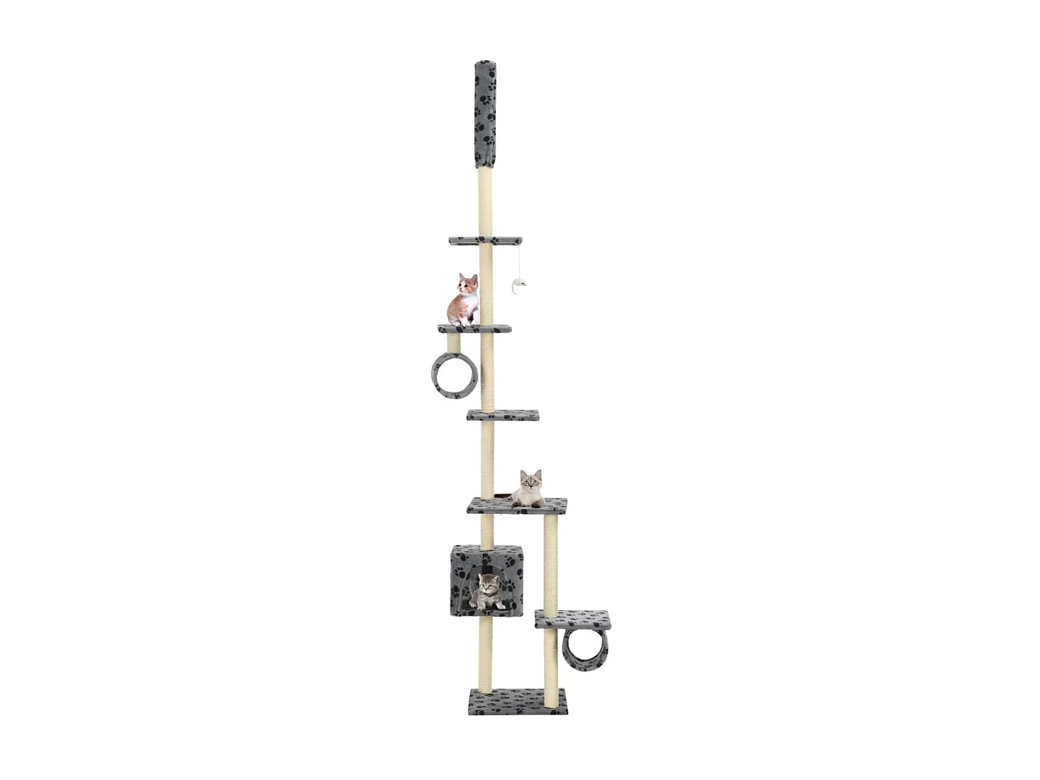 Arbre à chat avec griffoirs en sisal 260 cm Gris Motif pattes OFR23075 BonneVie Meuble
