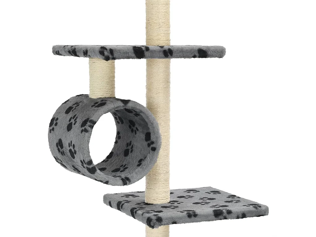 Arbre à chat avec griffoirs en sisal 260 cm Gris Motif pattes OFR23075 BonneVie Meuble