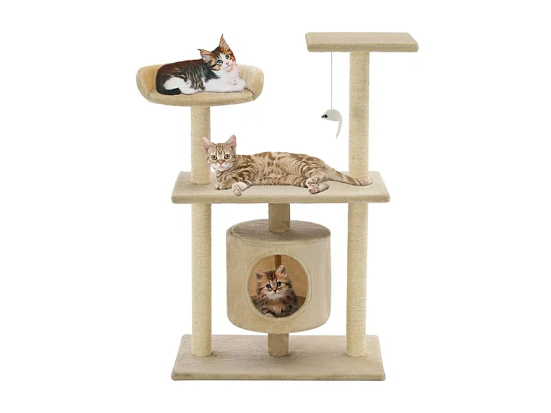 Árvore para gatos c/ postes arranhadores sisal 95 cm bege PT113178