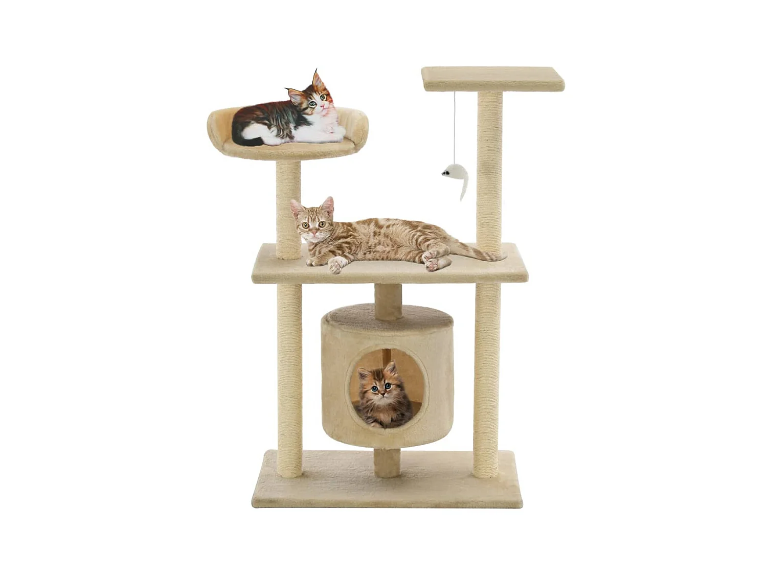 Arbre à chat avec griffoirs en sisal 95 cm Beige OFR11259 BonneVie Meuble