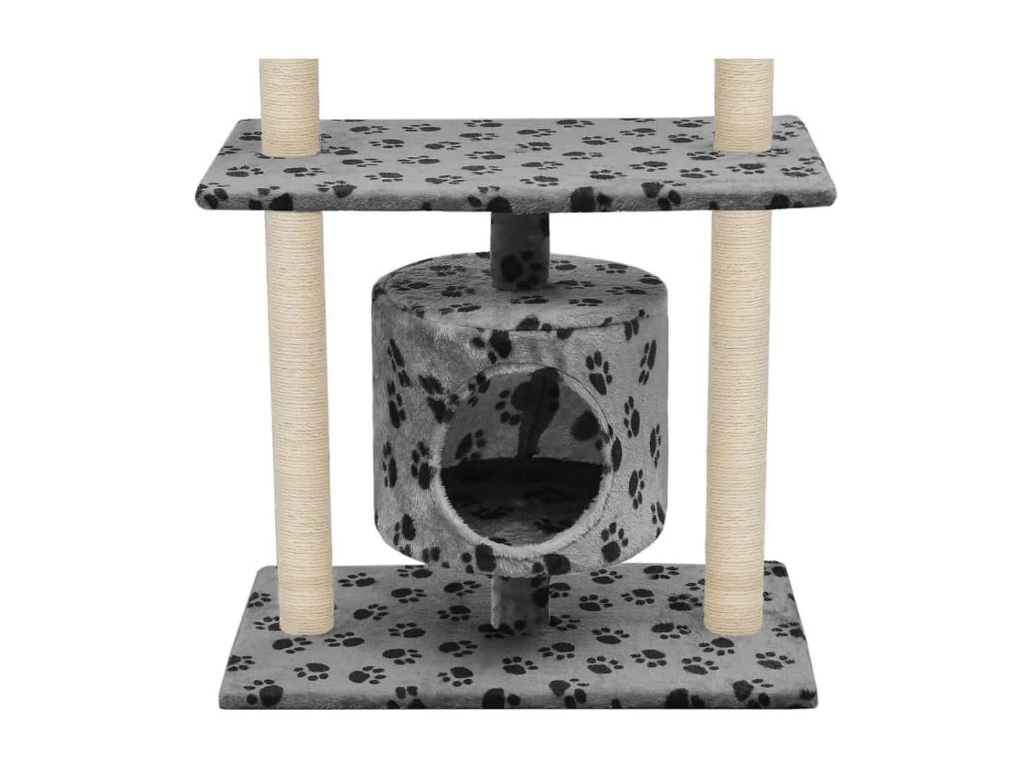 Rascador para gatos con poste de sisal 95 cm huellas gris ES591525