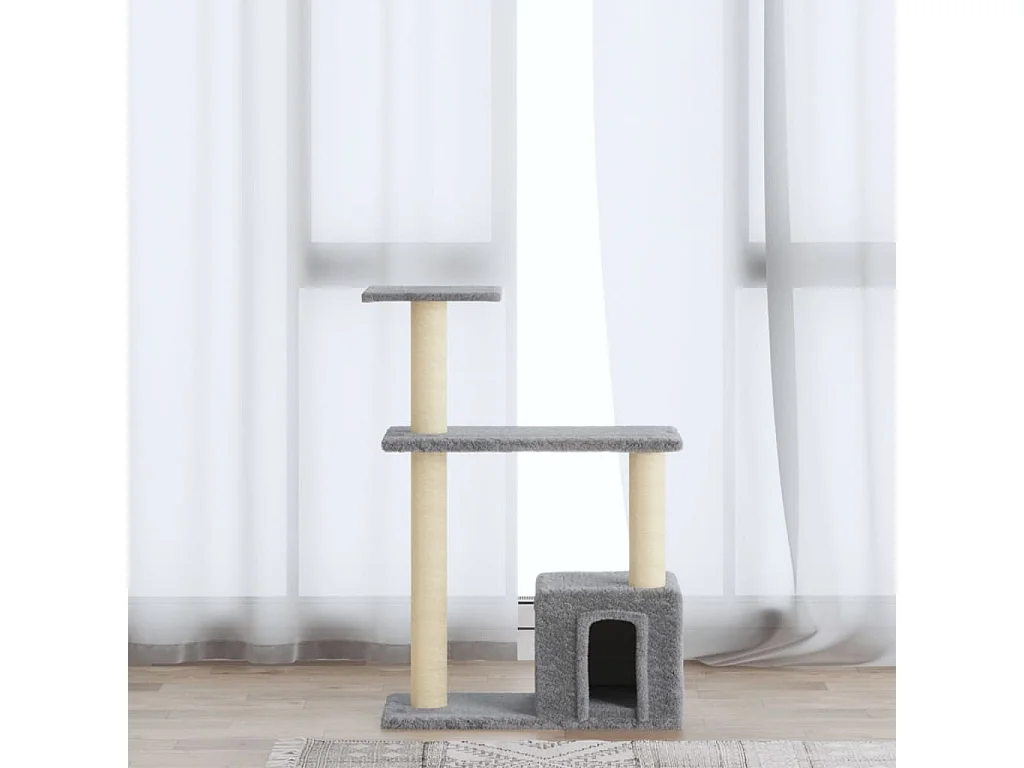 Rascador para gatos con postes de sisal gris claro 70 cm ES891483
