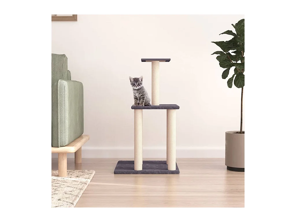 Arbre à chat avec griffoirs en sisal gris foncé 85,5 cm OFR84828 BonneVie Meuble