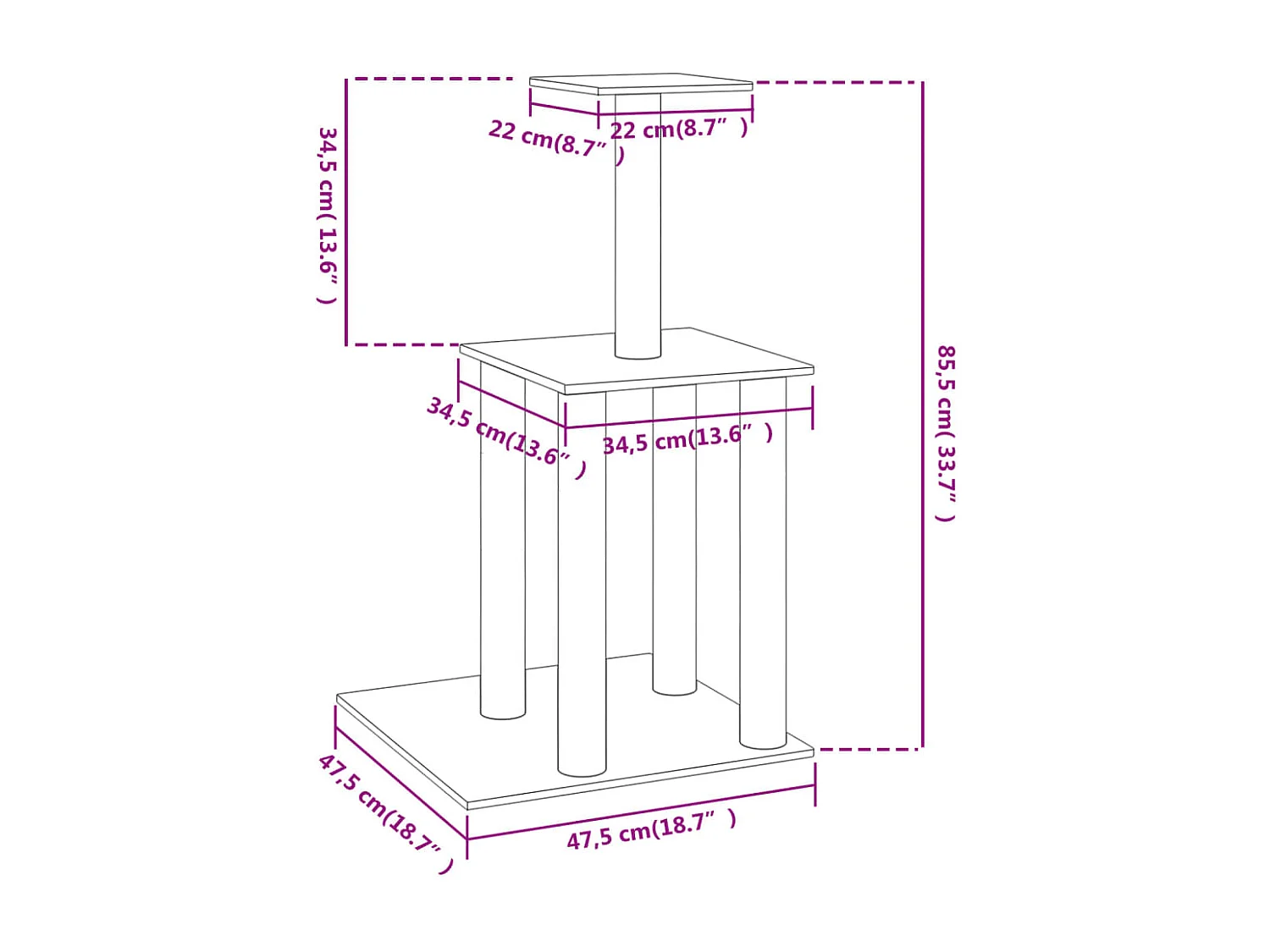 Arbre à chat avec griffoirs en sisal gris foncé 85,5 cm OFR84828 BonneVie Meuble