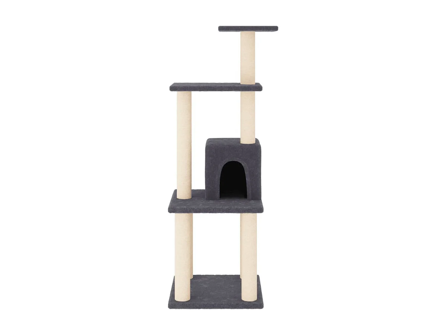 Rascador para gatos con postes de sisal gris oscuro 105 cm ES808565