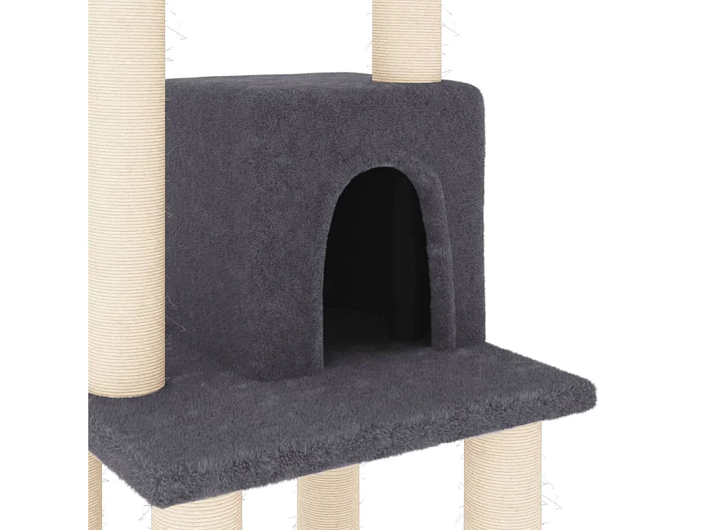 Rascador para gatos con postes de sisal gris oscuro 105 cm ES808565