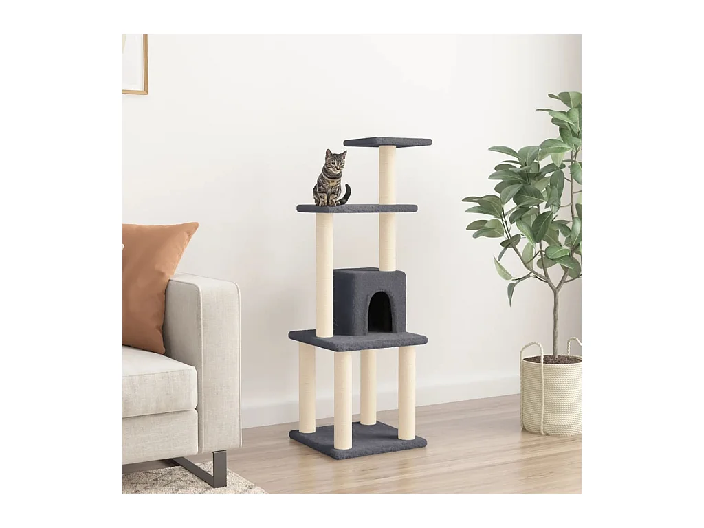 Arbre à chat avec griffoirs en sisal Gris foncé 105 cm OFR46390 BonneVie Meuble