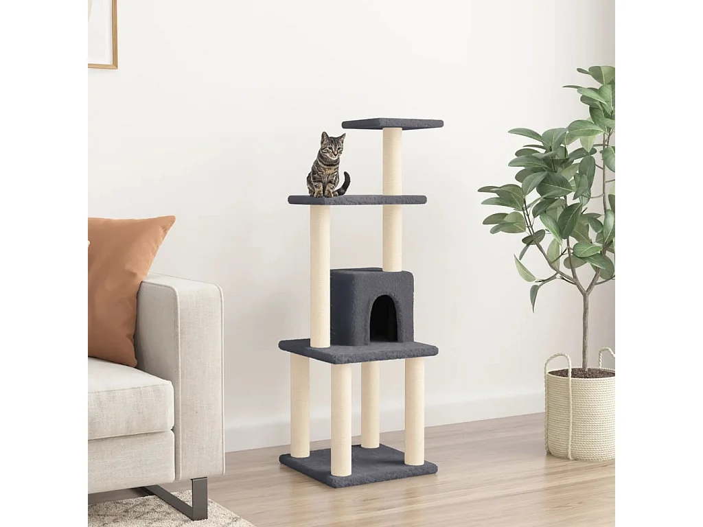 Arbre à chat avec griffoirs en sisal Gris foncé 105 cm OFR46390 BonneVie Meuble