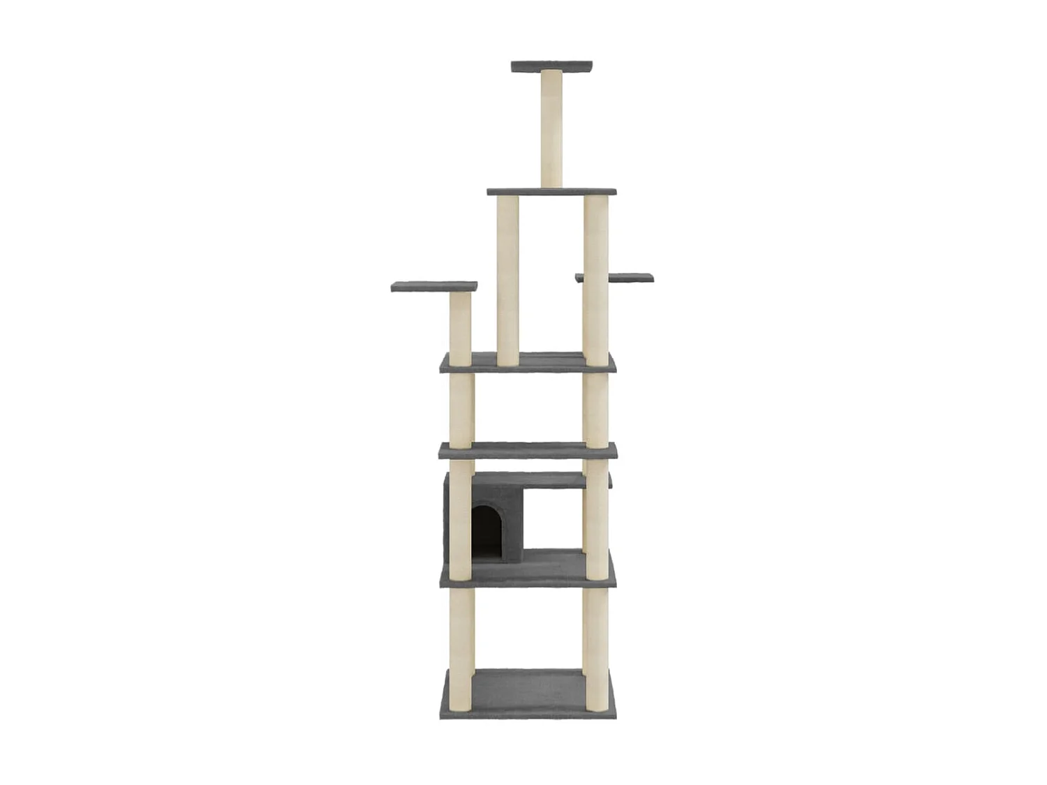 Rascador para gatos con postes de sisal gris oscuro 183 cm ES150664