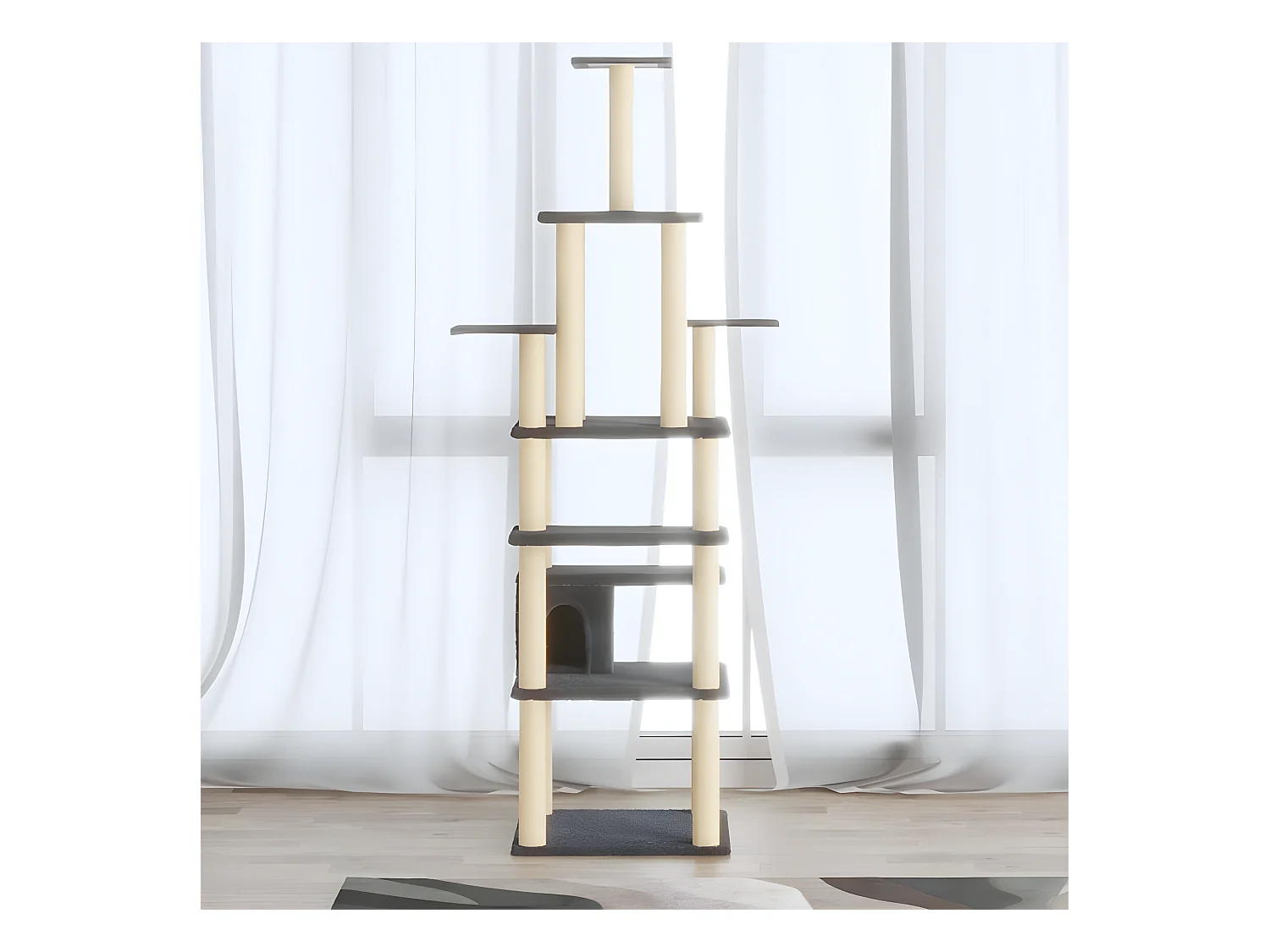 Arbre à chat avec griffoirs en sisal Gris foncé 183 cm OFR27757 BonneVie Meuble