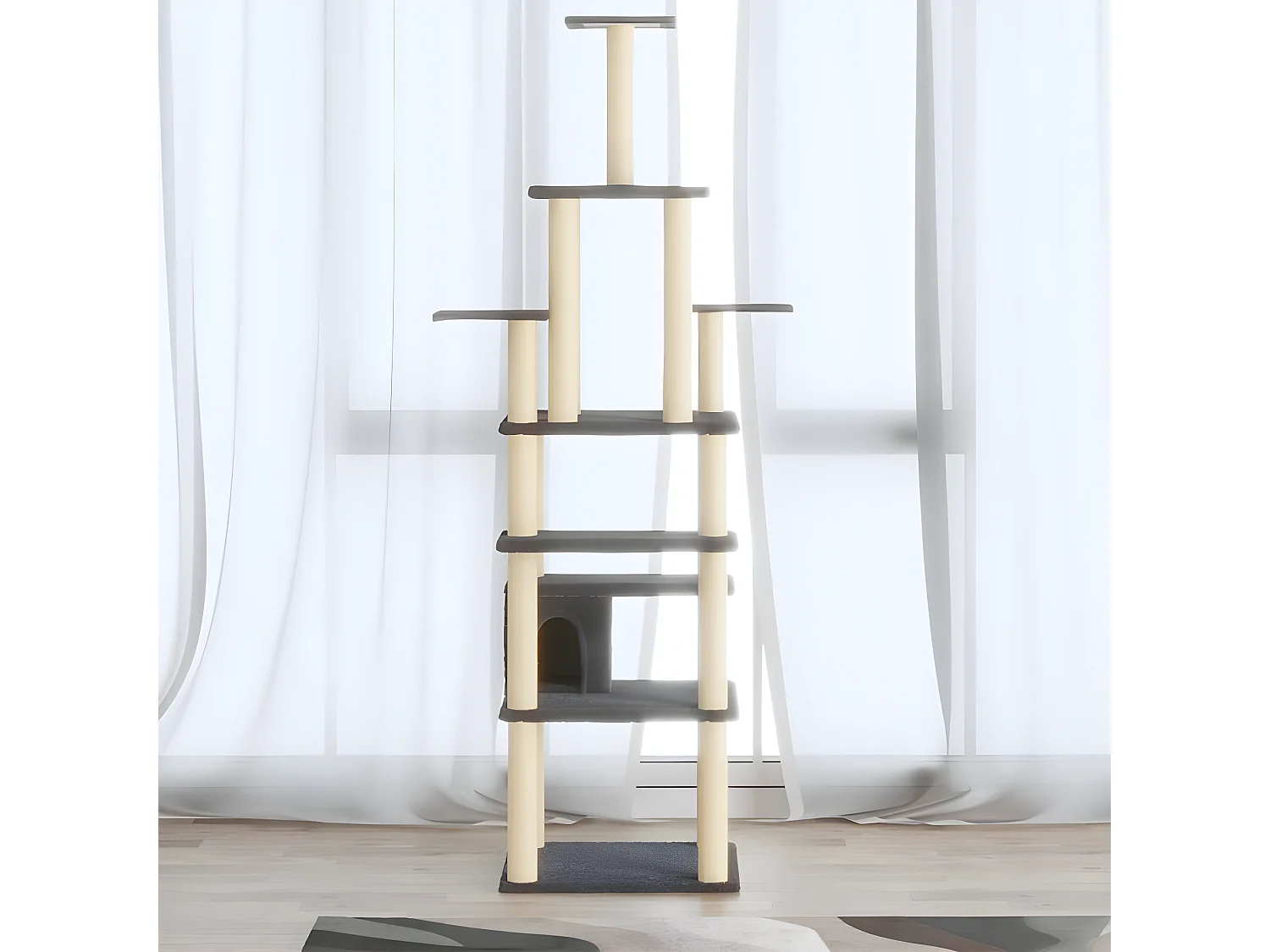 Arbre à chat avec griffoirs en sisal Gris foncé 183 cm OFR27757 BonneVie Meuble