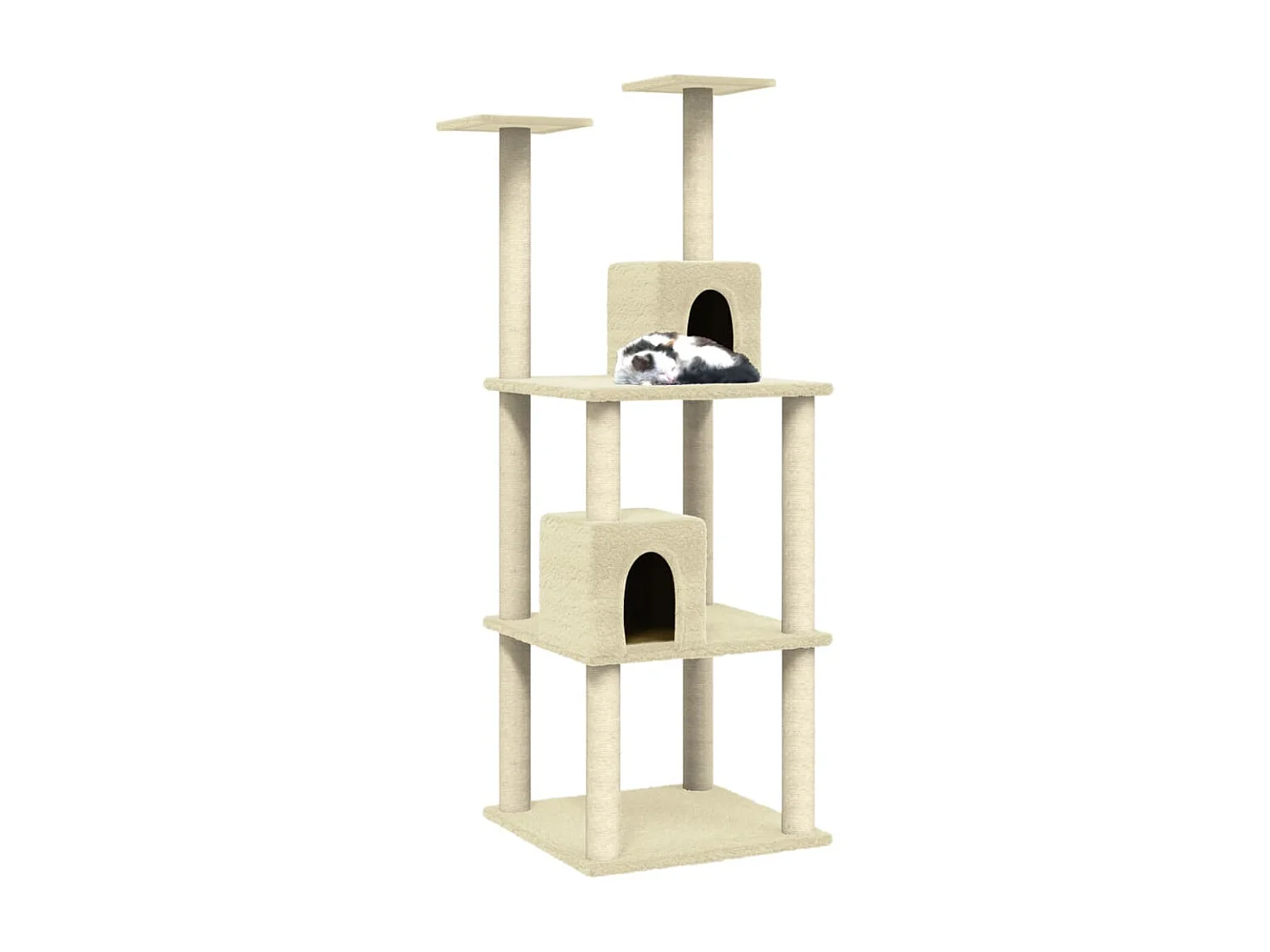 Arbre à chat avec griffoirs en sisal Crème 141 cm OFR65586 BonneVie Meuble