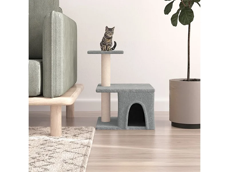 Árvore p/ gatos c/ postes arranhadores sisal 48 cm cinza-claro PT289509