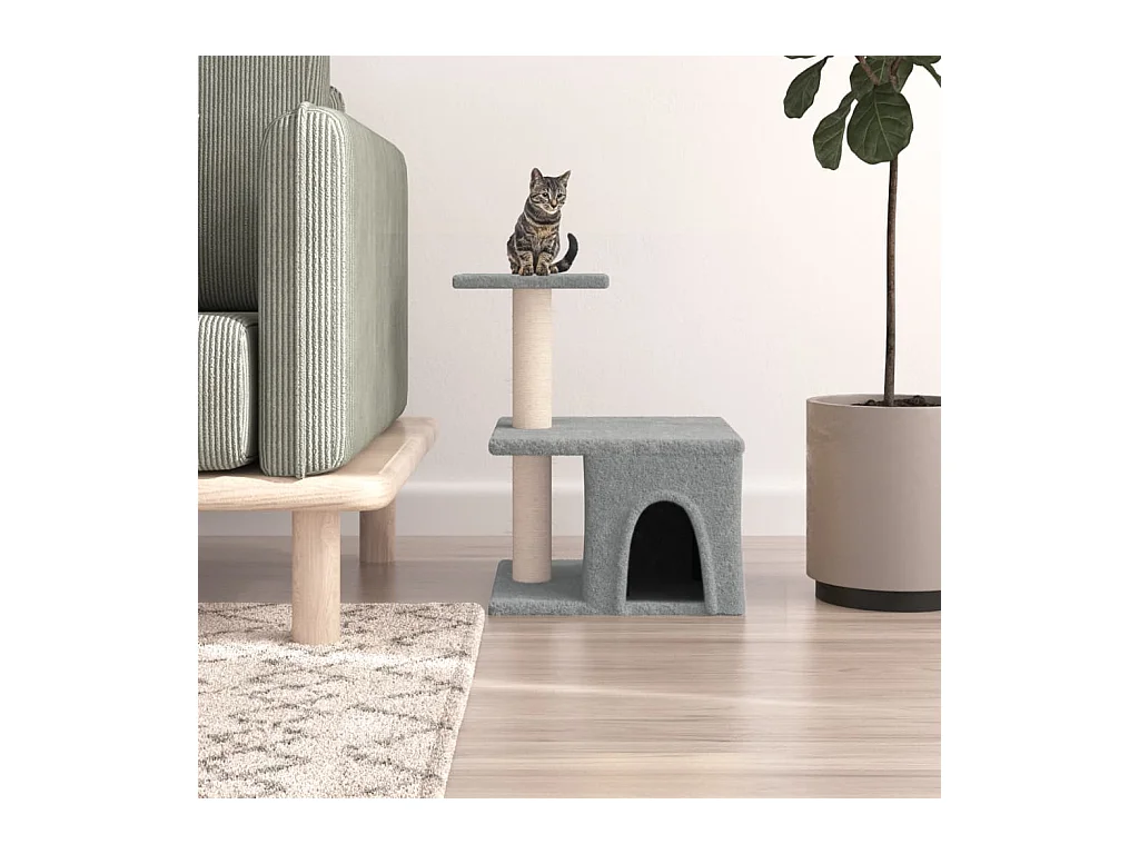 Arbre à chat avec griffoirs en sisal gris clair 48 cm OFR33930 BonneVie Meuble