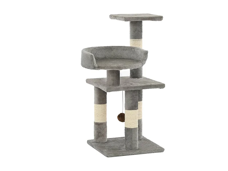 Árvore com postes arranhadores sisal 65 cm cinzento PT656197