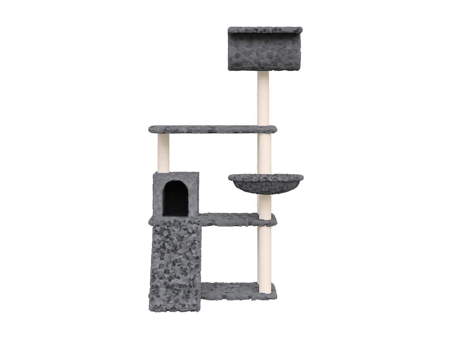 Rascador para gatos con postes de sisal gris oscuro 131 cm ES923980