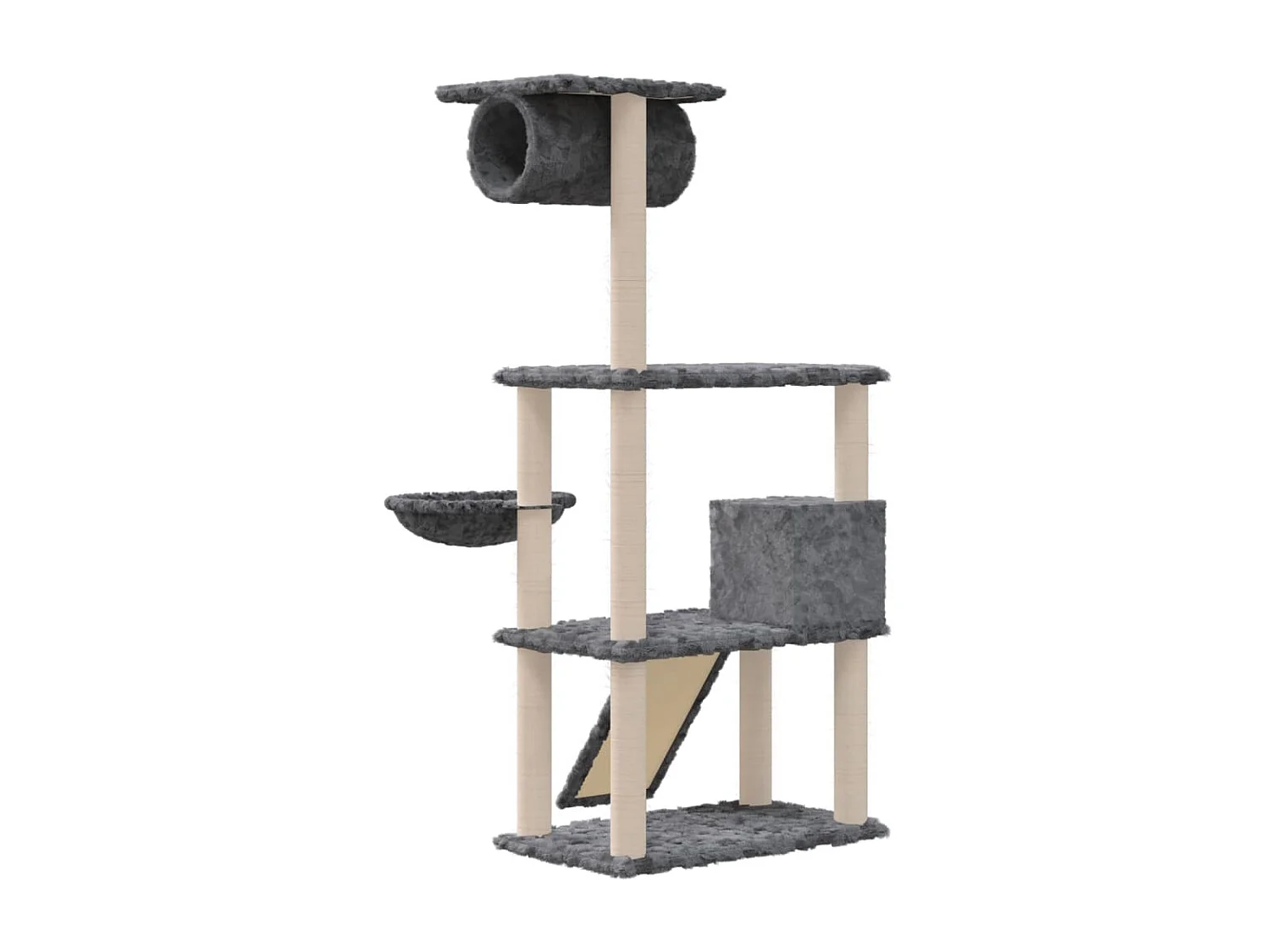 Arbre à chat avec griffoirs en sisal Gris foncé 131 cm OFR45074 BonneVie Meuble