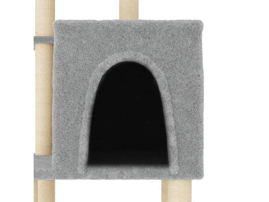 Rascador para gatos con postes de sisal gris claro 97 cm ES907058