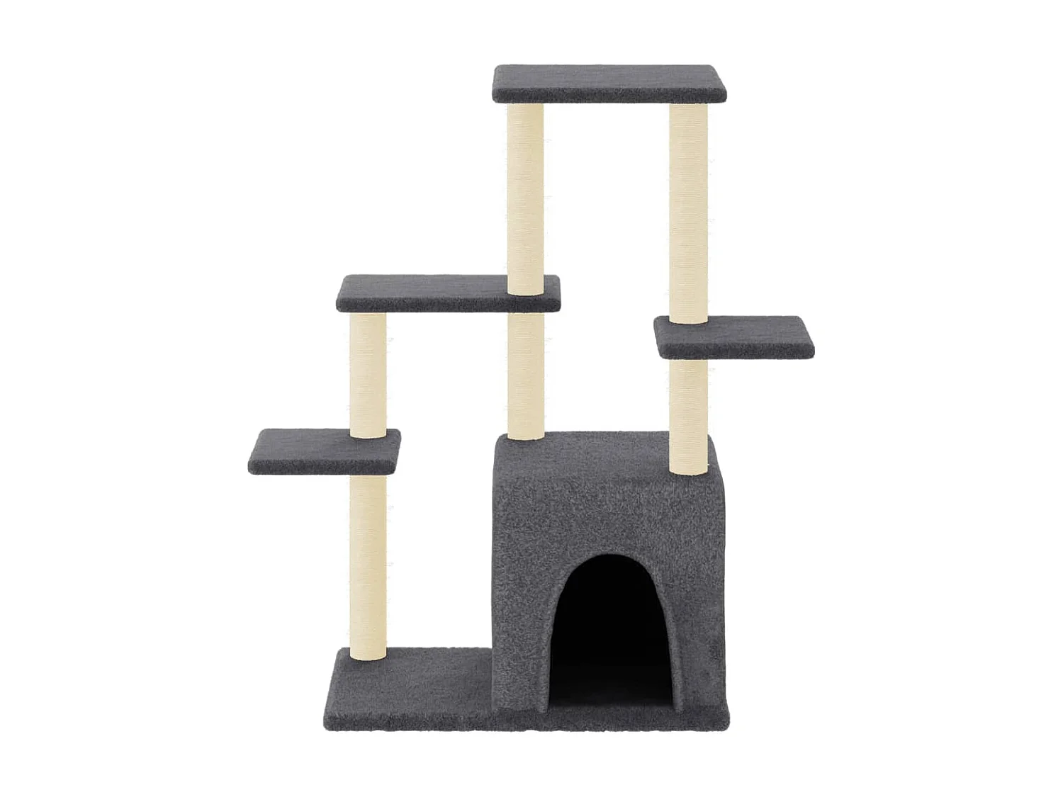 Rascador para gatos con postes de sisal gris oscuro 97,5 cm ES579416