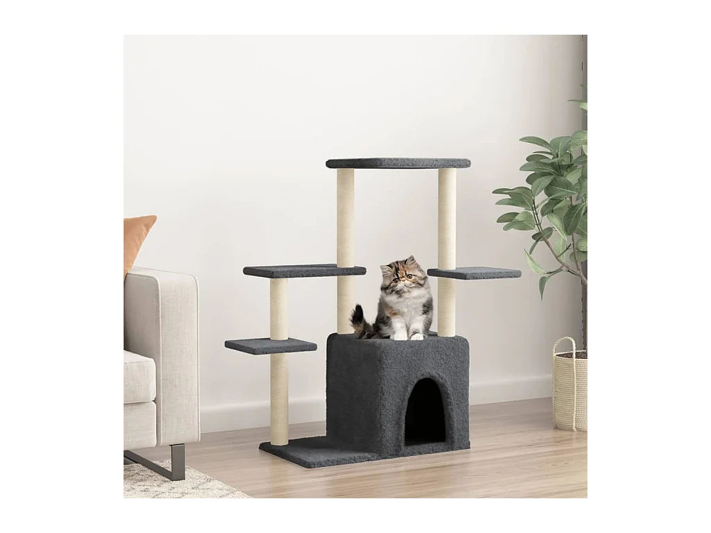 Arbre à chat avec griffoirs en sisal gris foncé 97,5 cm OFR62250 BonneVie Meuble