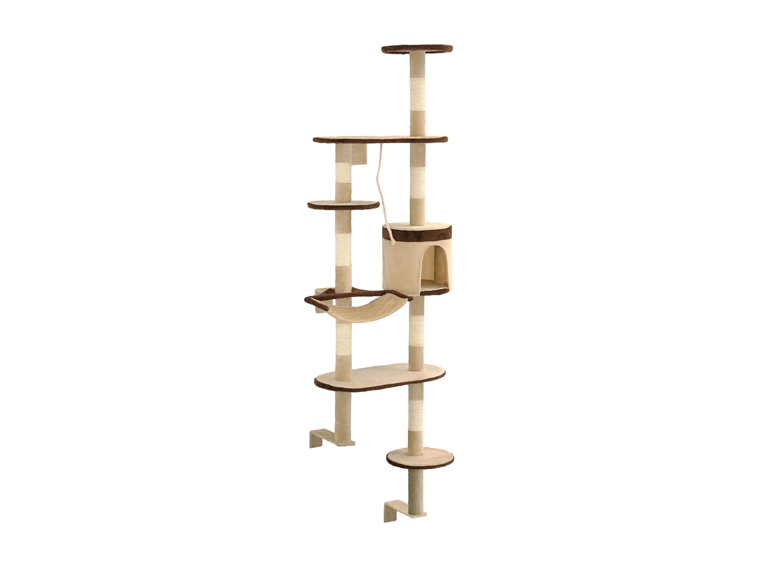 Rascador de gato de pared postes de sisal 194 cm beige y marrón ES369646