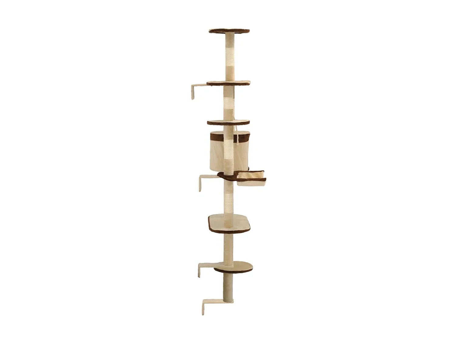 Rascador de gato de pared postes de sisal 194 cm beige y marrón ES369646