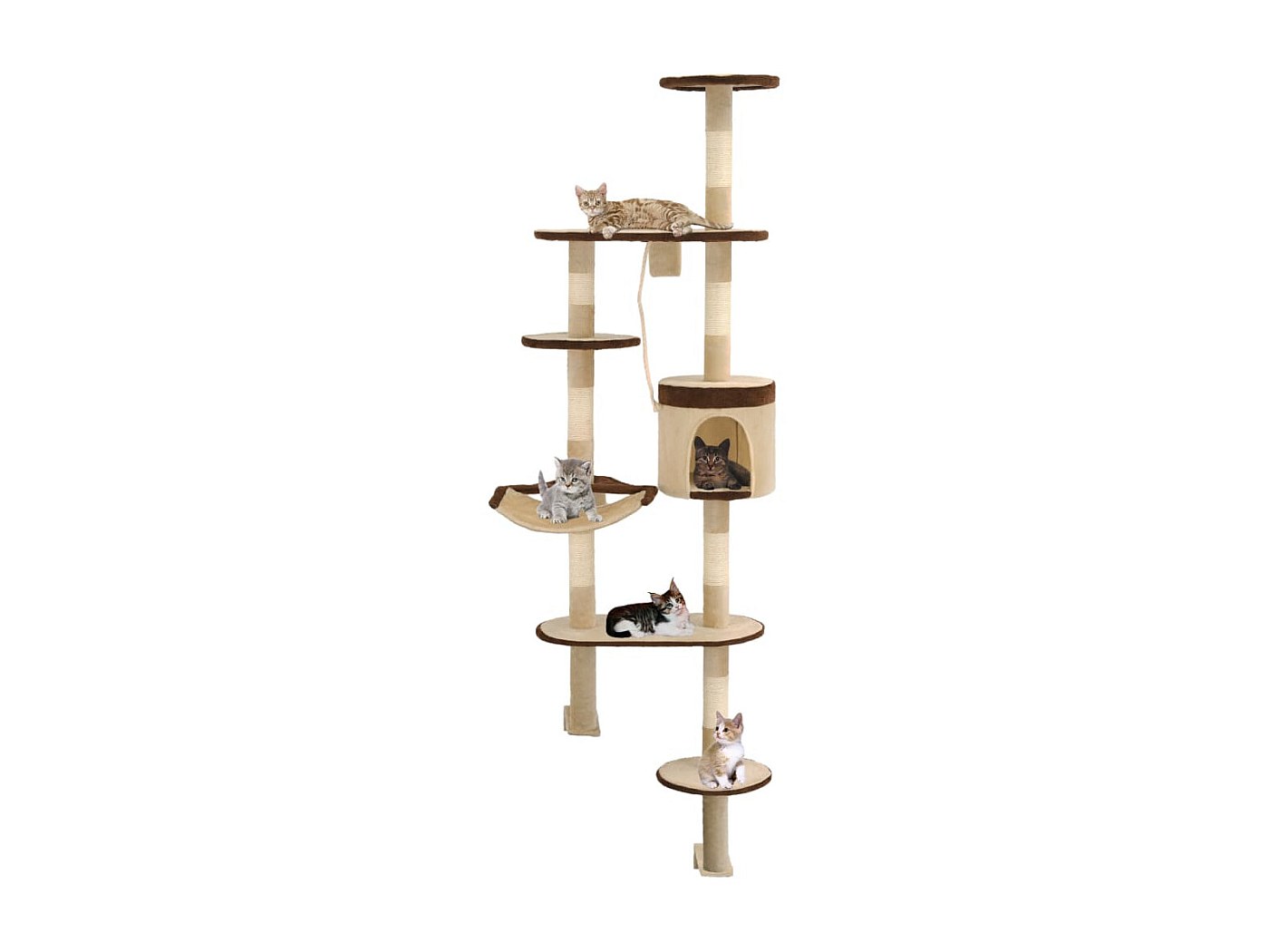 Tiragraffi Per Gatti Alto 194cm - Con Casette, Ceste E Rampa In Sisal | Grigio Scuro - Foto 10