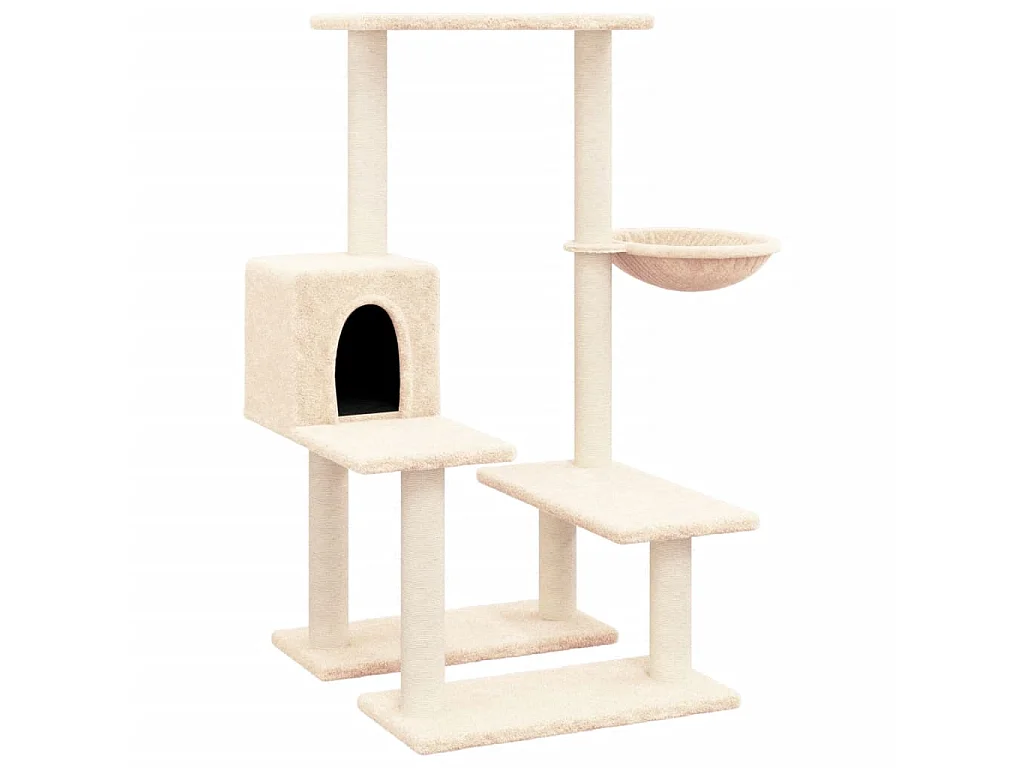 Árvore para gatos c/ postes arranhadores sisal 94,5cm cor creme PT442760