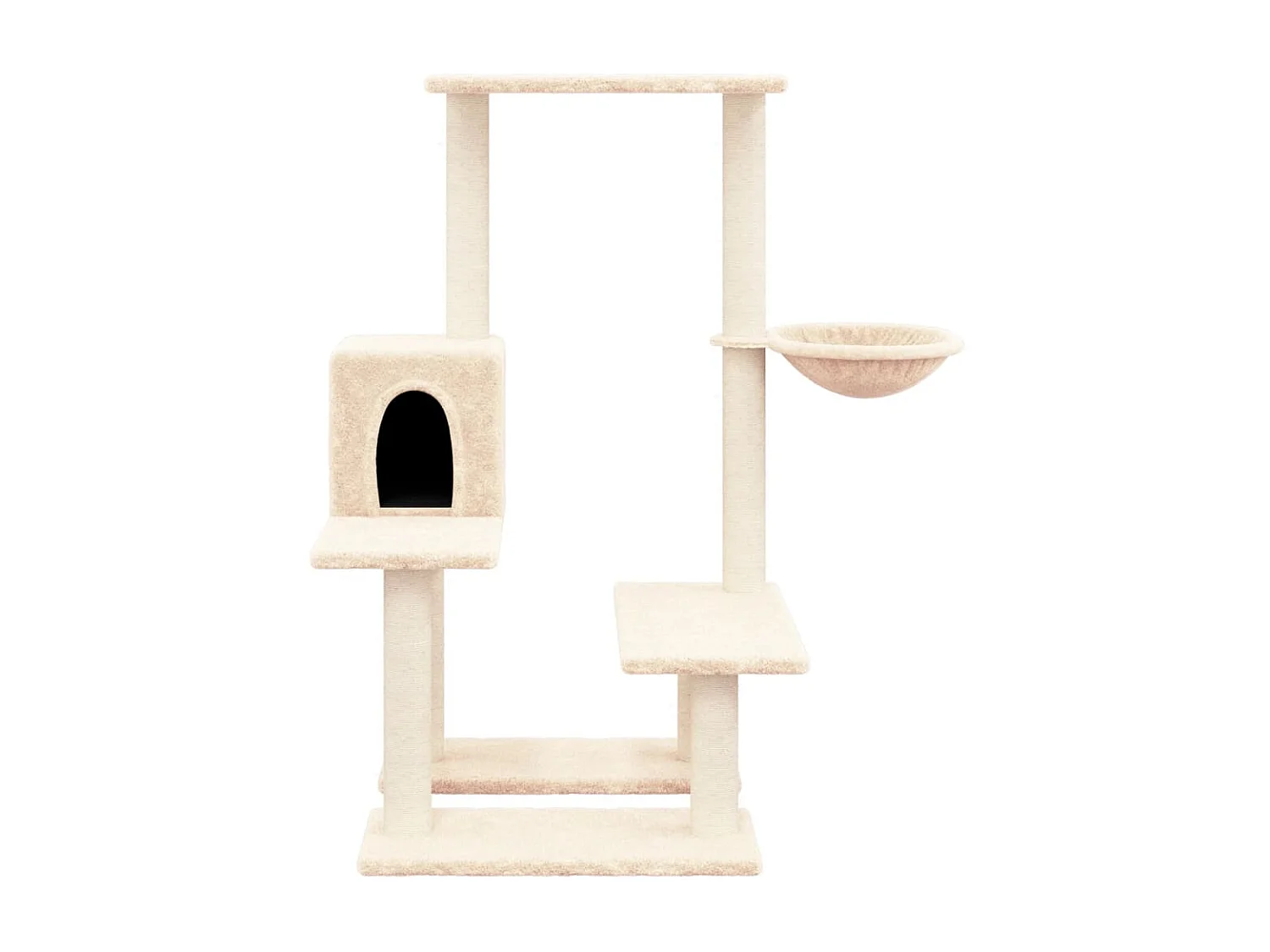 Árvore para gatos c/ postes arranhadores sisal 94,5cm cor creme PT442760