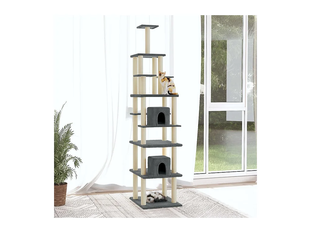 Arbre à chat avec griffoirs en sisal Gris foncé 216 cm OFR54483 BonneVie Meuble