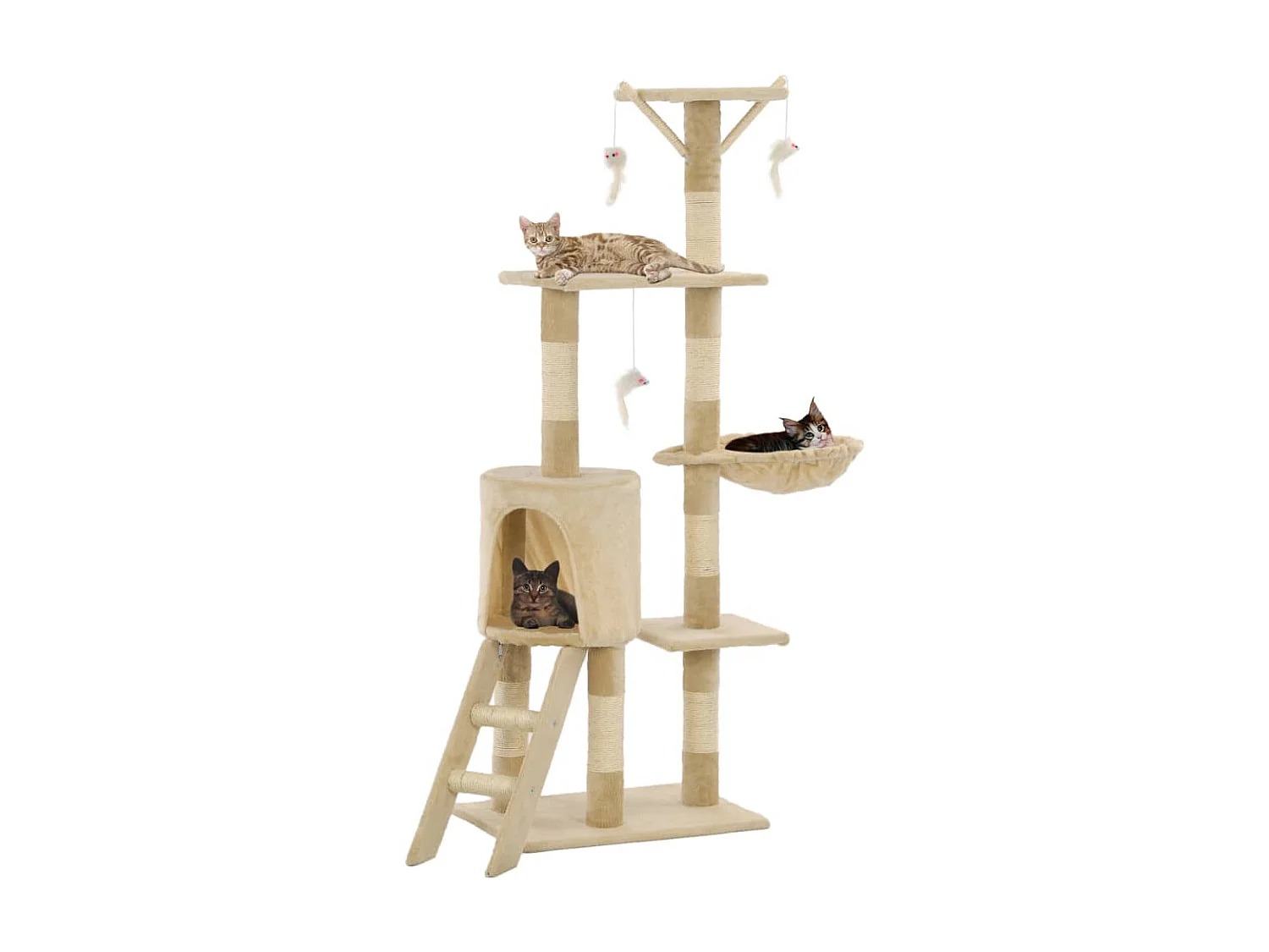 Rascador para gatos con poste de sisal 138 cm beige ES578548