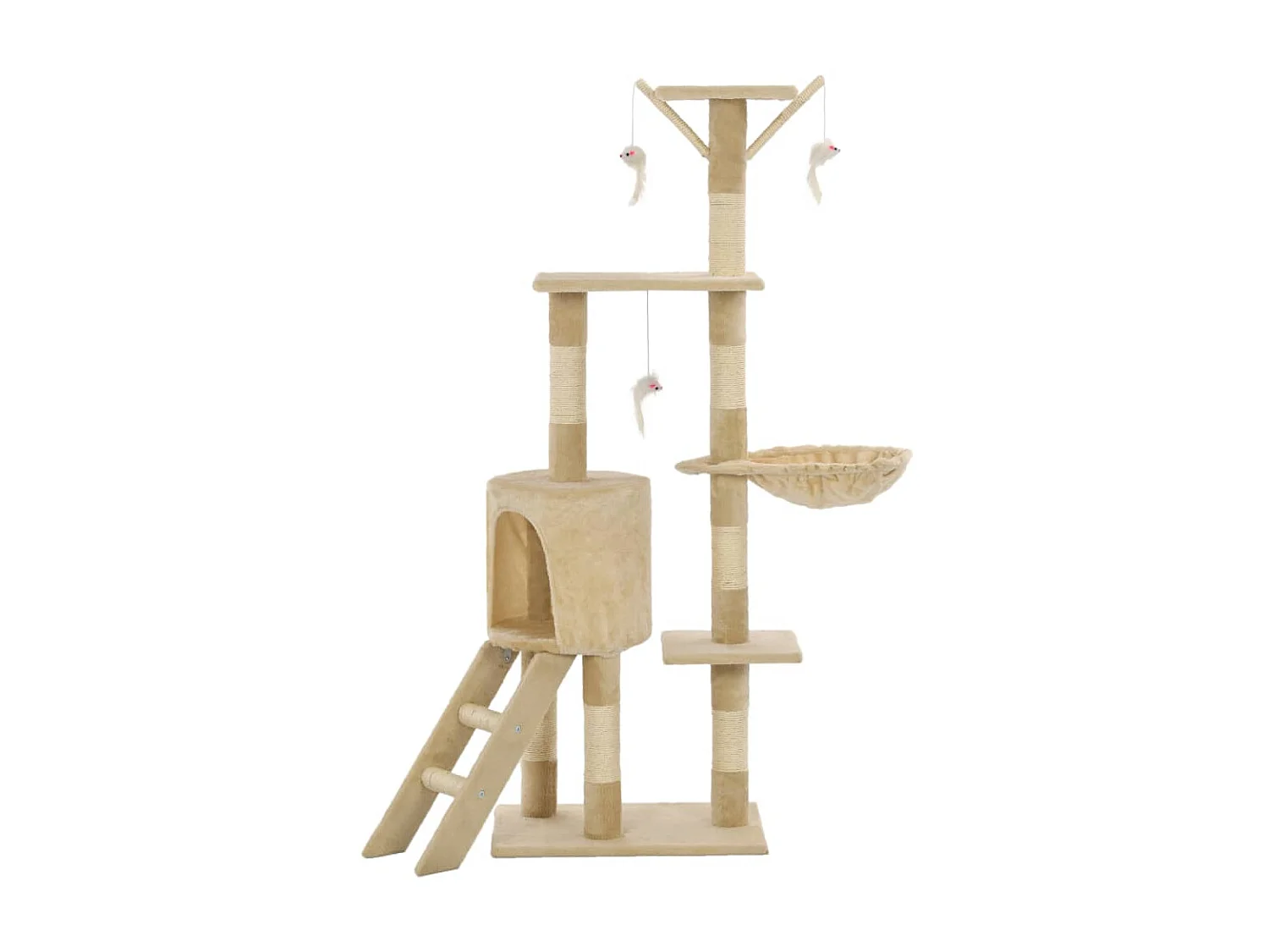 Rascador para gatos con poste de sisal 138 cm beige ES578548