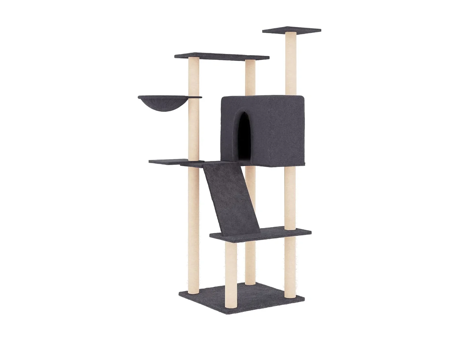 Arbre à chat avec griffoirs en sisal gris foncé 143 cm OFR39778 BonneVie Meuble
